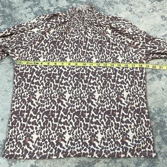Nation LTD Melanie Smocked Peasant Tee Antique Leopard Animal Print Sz S - Picture 12 of 16